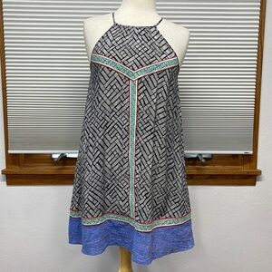 THML Black Patterned Colorful Embroidered Halter Neckline Mini Dress Size XS